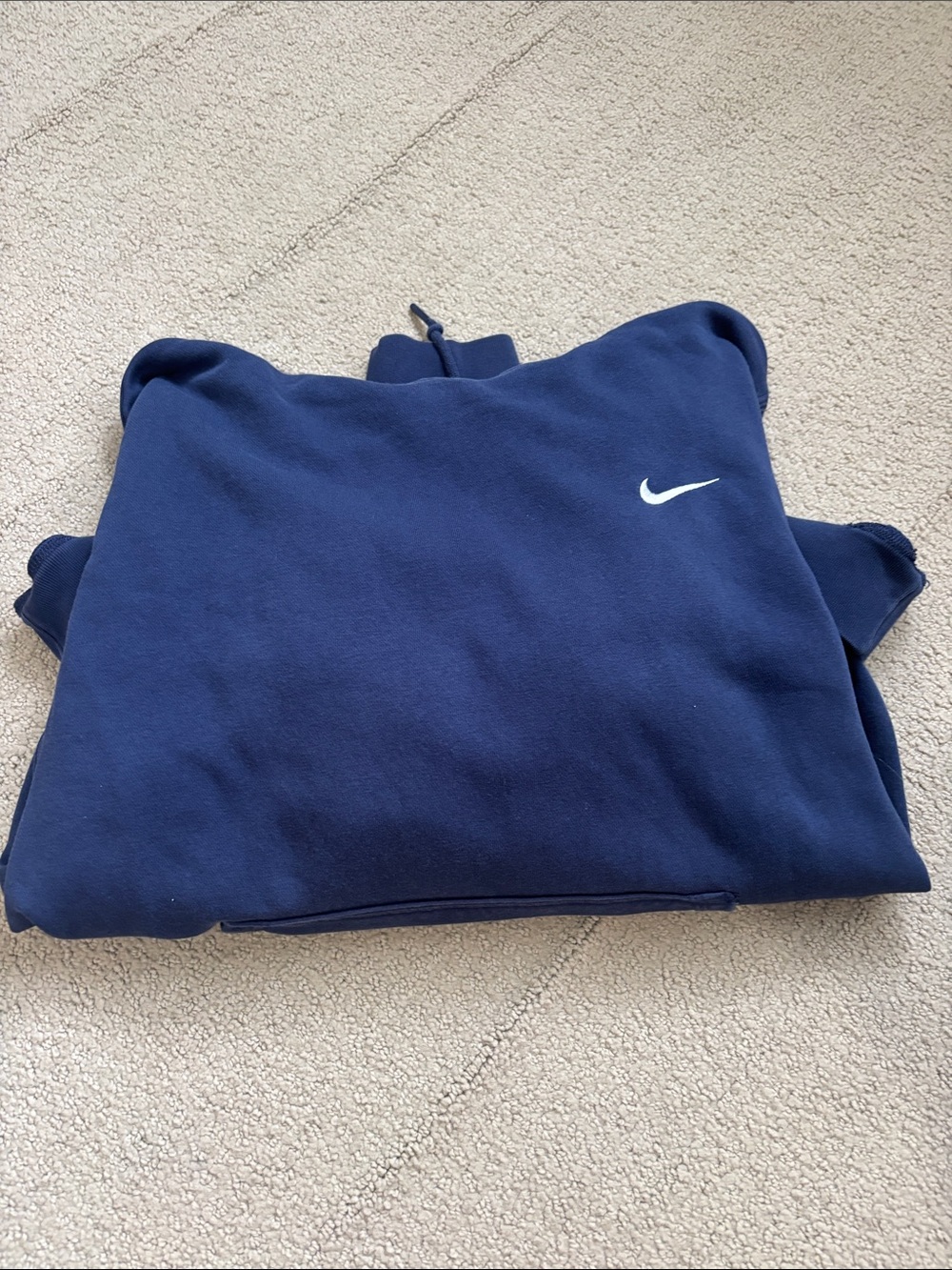 Nike Men's Navy Blue Zip-Up Sweater with White Swoosh
